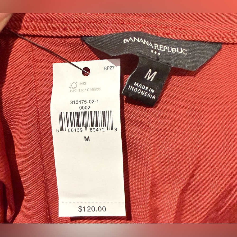NWT - Banana Republic Split-Neck Swing Mini Dress in Embers Red Size Medium - Picture 7 of 9